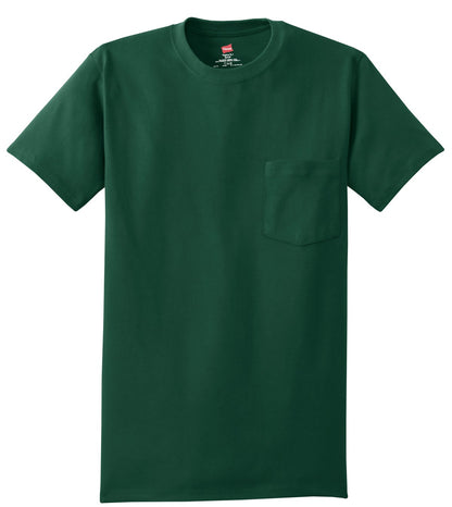 Front View of Deep Forest Hanes - Authentic 100% Cotton T-Shirt with Pocket. 5590