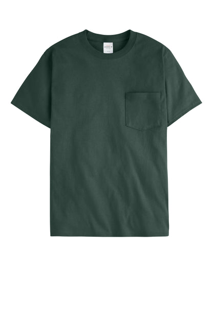 Front View of Deep Forest Hanes - Authentic 100% Cotton T-Shirt with Pocket. 5590