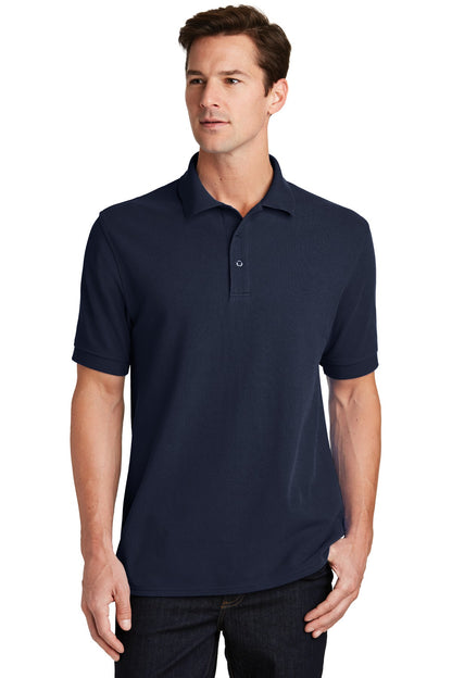Front View of Deep Navy Port & Company Combed Ring Spun Pique Polo. KP1500