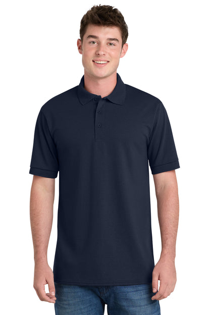 Front View of Deep Navy Port & Company Tall Core Blend Jersey Knit Polo. KP55T