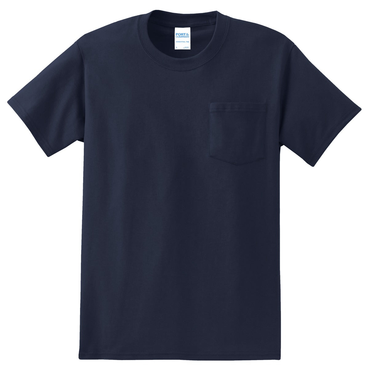 Front View of Deep Navy Port & Company - Tall Essential Pocket Tee. PC61PT