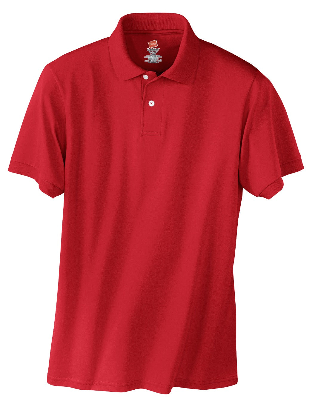Front View of Deep Red Hanes EcoSmart - 5.2-Ounce Jersey Knit Sport Shirt 054X