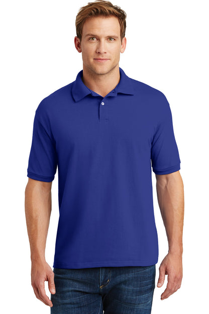 Front View of Deep Royal Hanes EcoSmart - 5.2-Ounce Jersey Knit Sport Shirt 054X