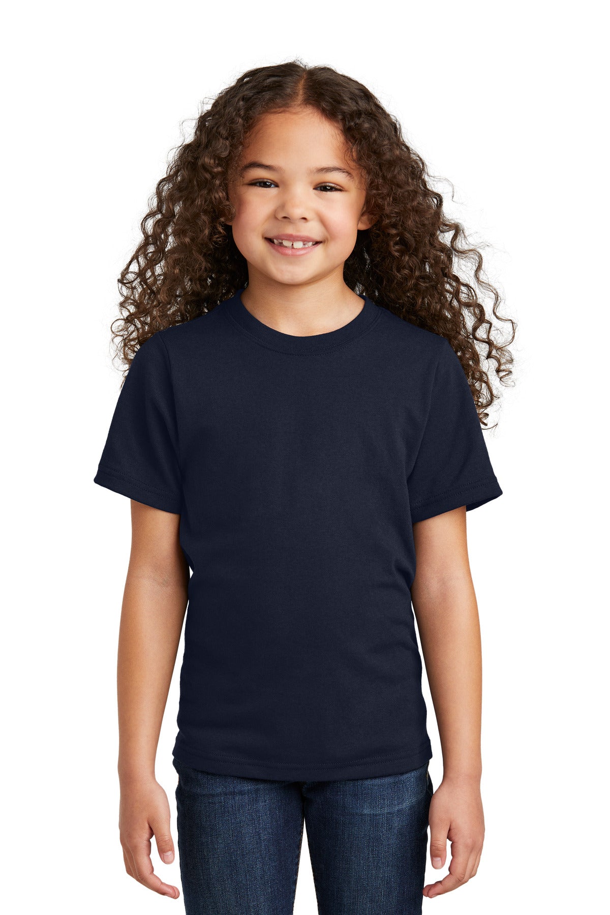 Front View of DeepNavy Port & Company Youth Tri-Blend Tee PC330Y