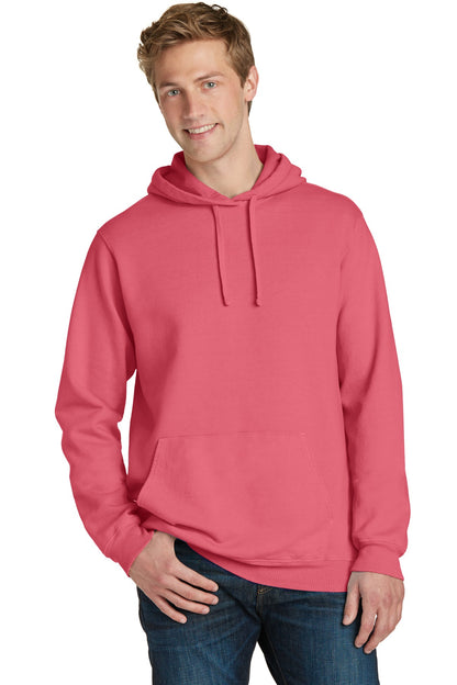 Front View of Fruit Punch Port & Company Beach Wash Garment-Dyed Pullover Hooded Sweatshirt. PC098H