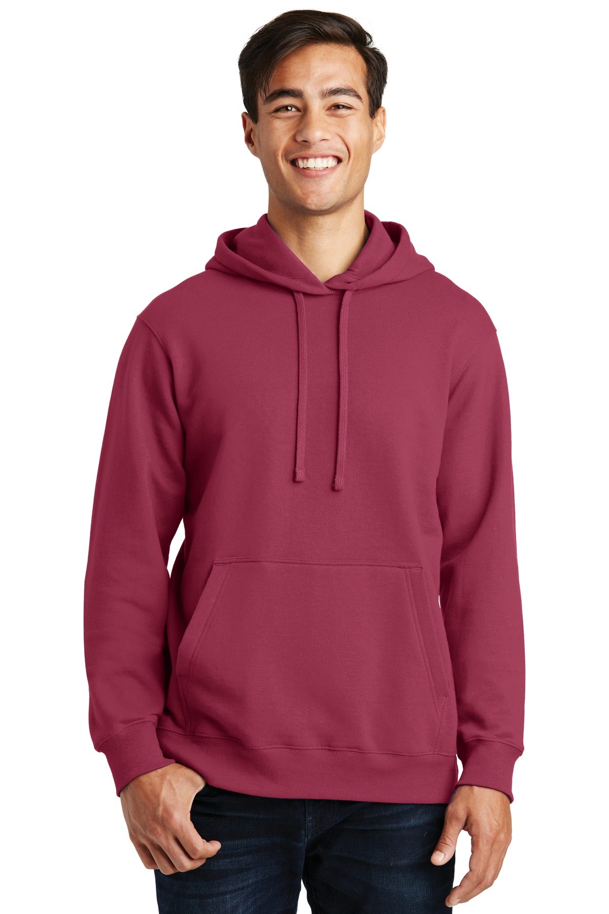 Front View of Garnet Port & Company Fan Favorite Fleece Pullover Hooded Sweatshirt. PC850H