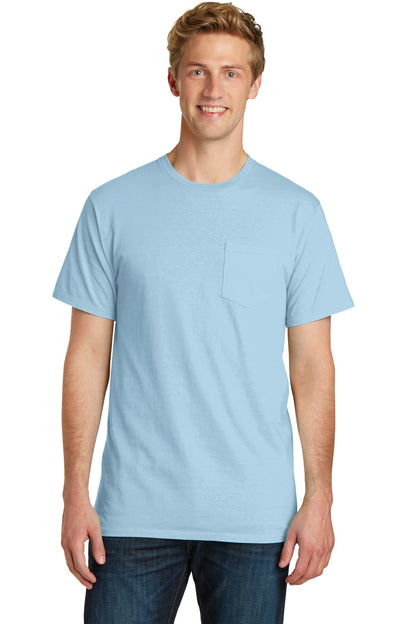 Front View of Glacier Port & Company Beach Wash Garment-Dyed Pocket Tee. PC099P
