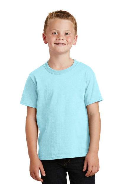 Front View of Glacier Port & Company Youth Beach Wash Garment-Dyed Tee. PC099Y