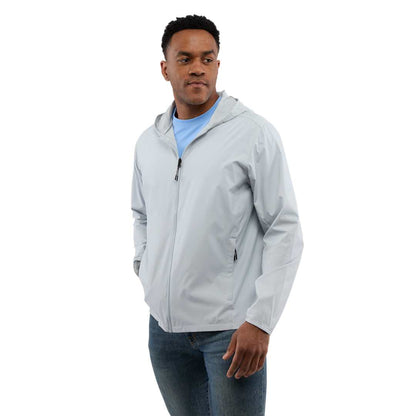 Front View of Grey ANETO Lightweight Packable Jacket - Men's plain