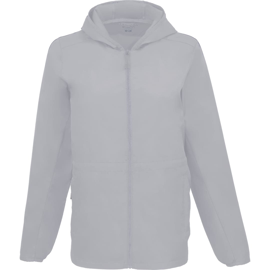 Front View of Grey ANETO Lightweight Packable Jacket - Women's plain