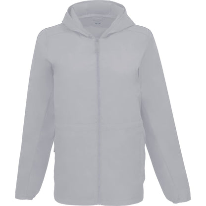 Front View of Grey ANETO Lightweight Packable Jacket - Women's plain