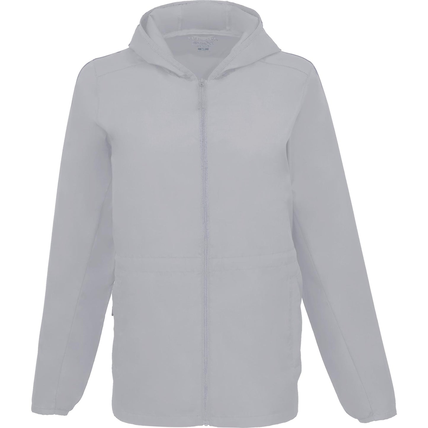 Front View of Grey ANETO Lightweight Packable Jacket - Women's plain