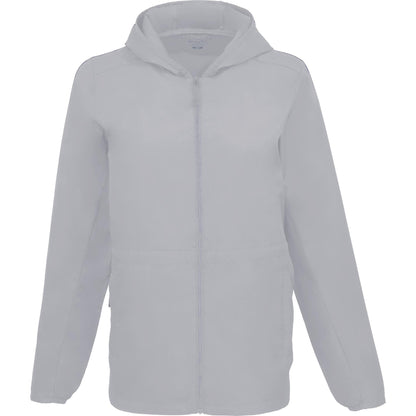 Front View of Grey ANETO Lightweight Packable Jacket - Women's plain