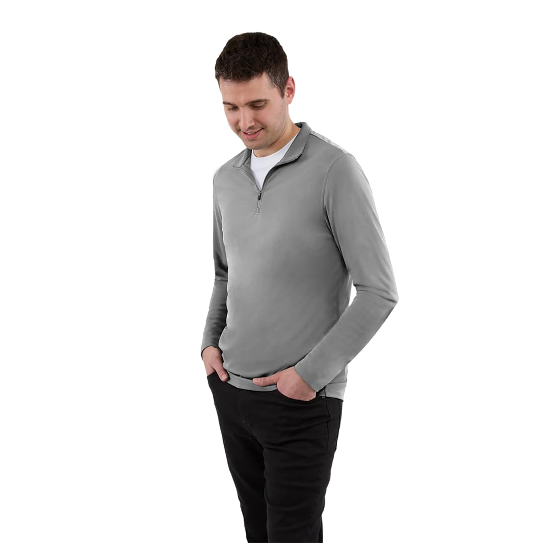 Front View of Grey DARA Knit Quarter Zip - Men's plain