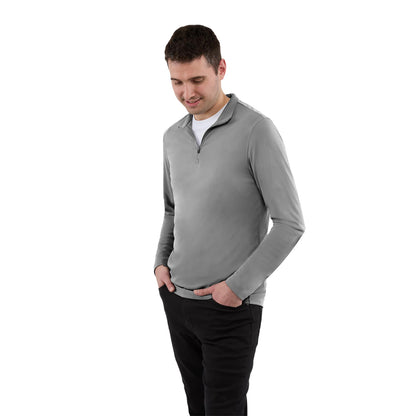 Front View of Grey DARA Knit Quarter Zip - Men's plain