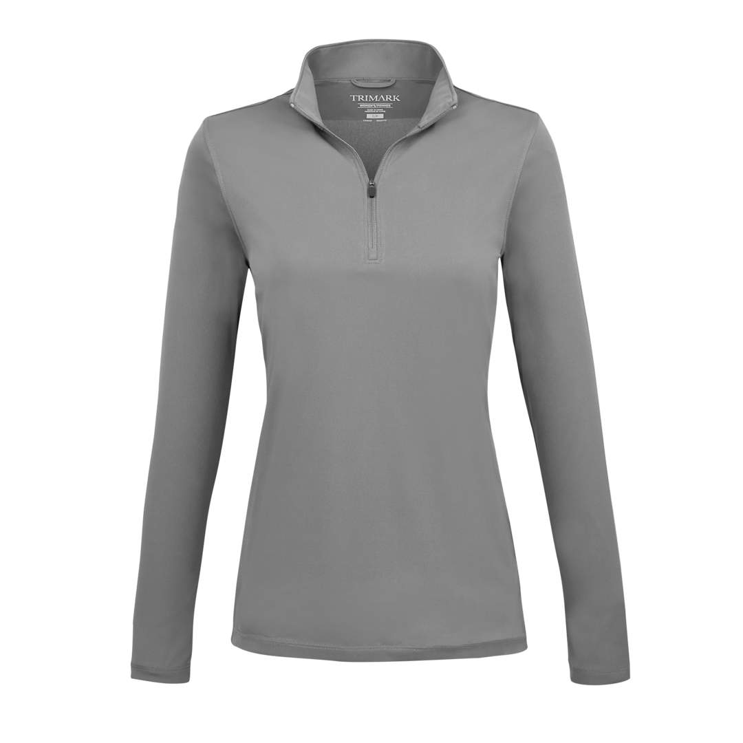 Front View of Grey DARA Knit Quarter Zip - Women's plain
