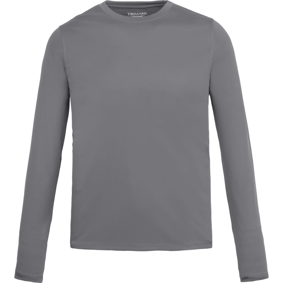 Front View of Grey DARA LS Tech Tee - Men's plain