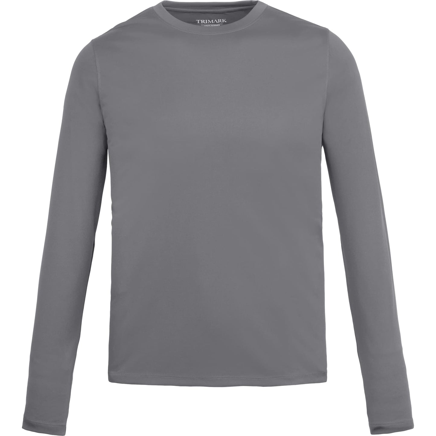 Front View of Grey DARA LS Tech Tee - Men's plain