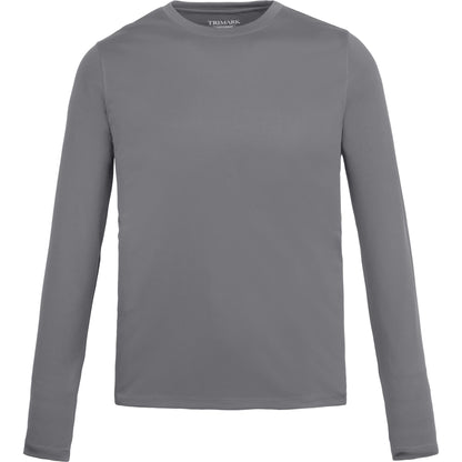 Front View of Grey DARA LS Tech Tee - Men's plain