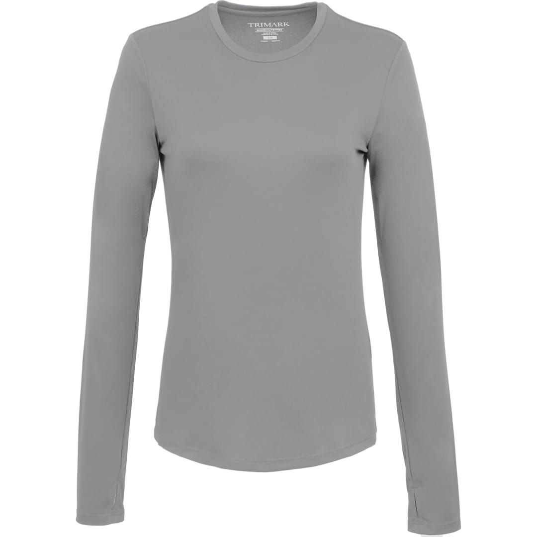 Front View of Grey DARA LS Tech Tee - Women's plain