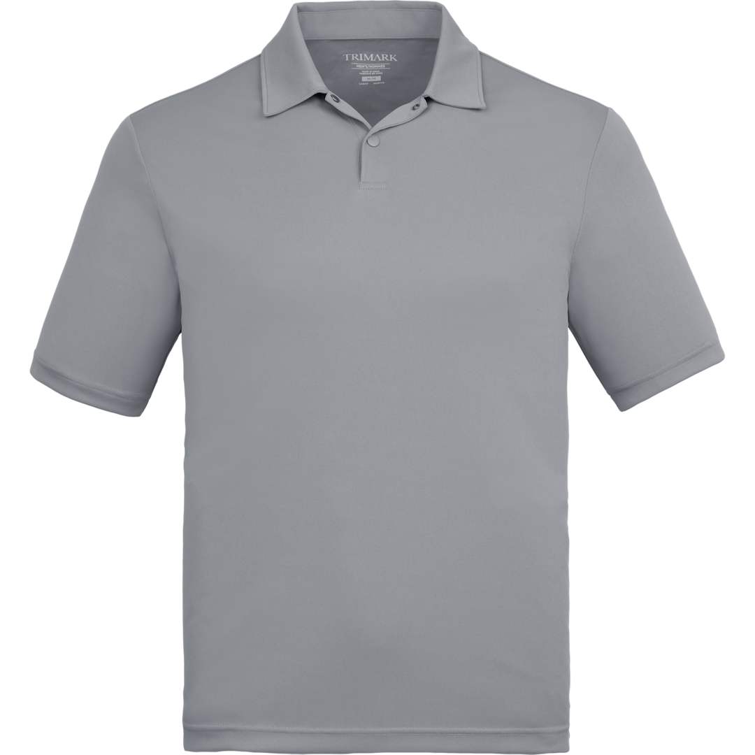 Front View of Grey DARA SS Polo - Men's plain