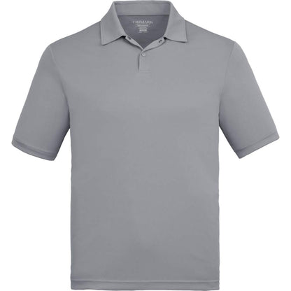 Front View of Grey DARA SS Polo - Men's plain