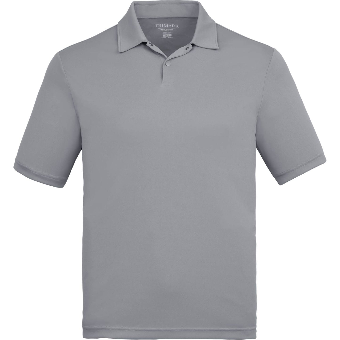 Front View of Grey DARA SS Polo - Men's plain
