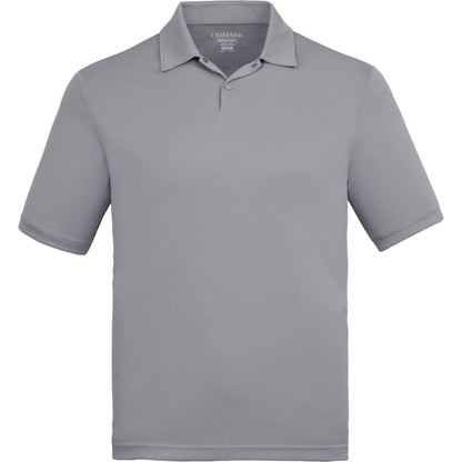 Front View of Grey DARA SS Polo - Men's plain