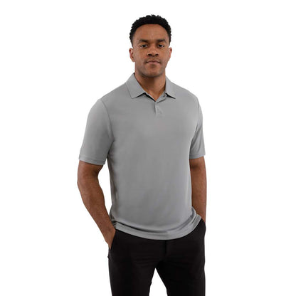 Front View of Grey DARA SS Polo - Men's plain