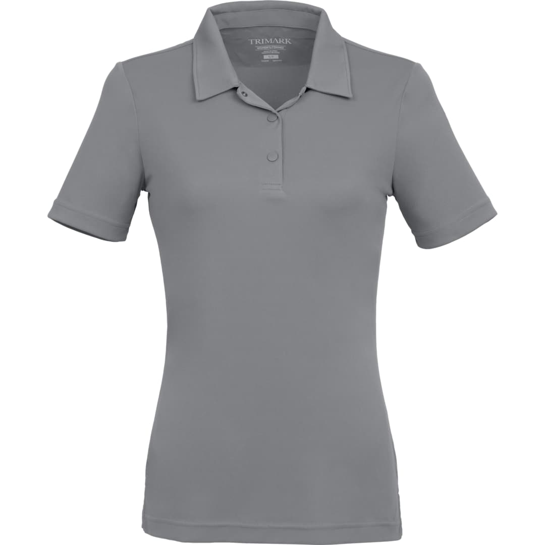 Front View of Grey DARA SS Polo - Women's plain