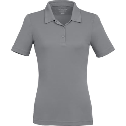 Front View of Grey DARA SS Polo - Women's plain