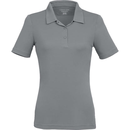Front View of Grey DARA SS Polo - Women's plain