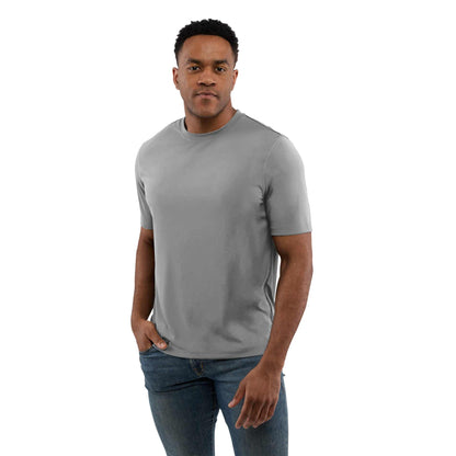Front View of Grey DARA SS Tech Tee - Men's plain