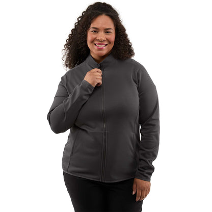Front View of Grey TELICA Brush Back Fleece Jacket - Women's plain