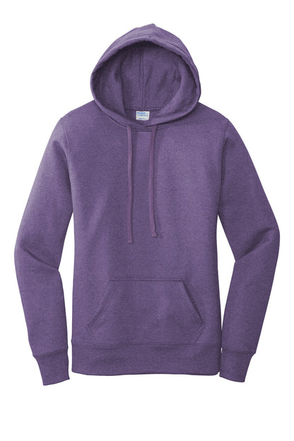 Front View of Heather Purple Port & Company Women's Core Fleece Pullover Hooded Sweatshirt LPC78H