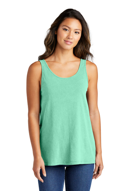 Front View of Jadeite Port & Company Women's Beach Wash Garment-Dyed Tank LPC099TT