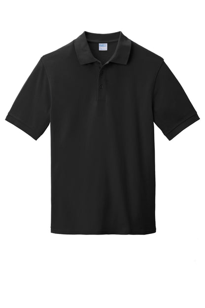Front View of Jet Black Port & Company Combed Ring Spun Pique Polo. KP1500