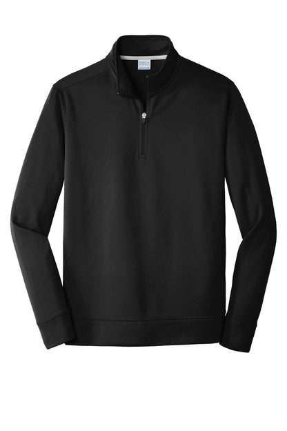 Front View of Jet Black Port & Company Performance Fleece 1/4-Zip Pullover Sweatshirt. PC590Q