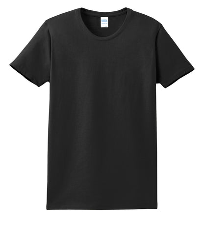 Front View of Jet Black Port & Company Women's Essential Tee. LPC61