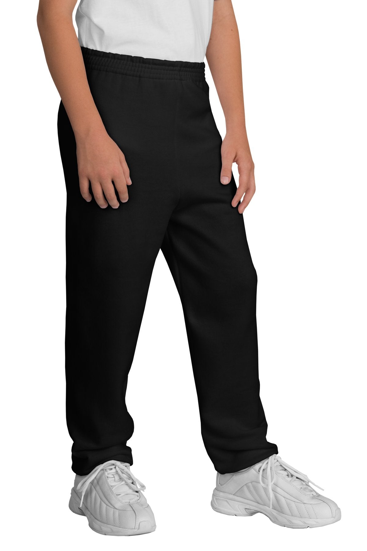 Front View of Jet Black Port & Company - Youth Core Fleece Sweatpant. PC90YP
