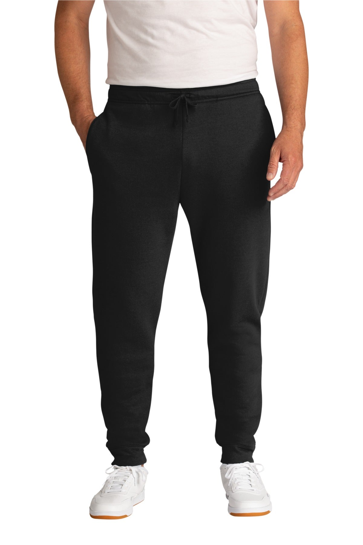 Front View of JetBlack Port & Company Core Fleece Jogger. PC78J