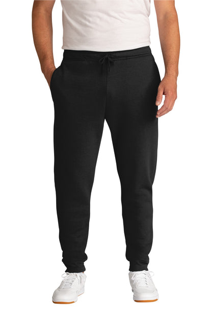 Front View of JetBlack Port & Company Core Fleece Jogger. PC78J