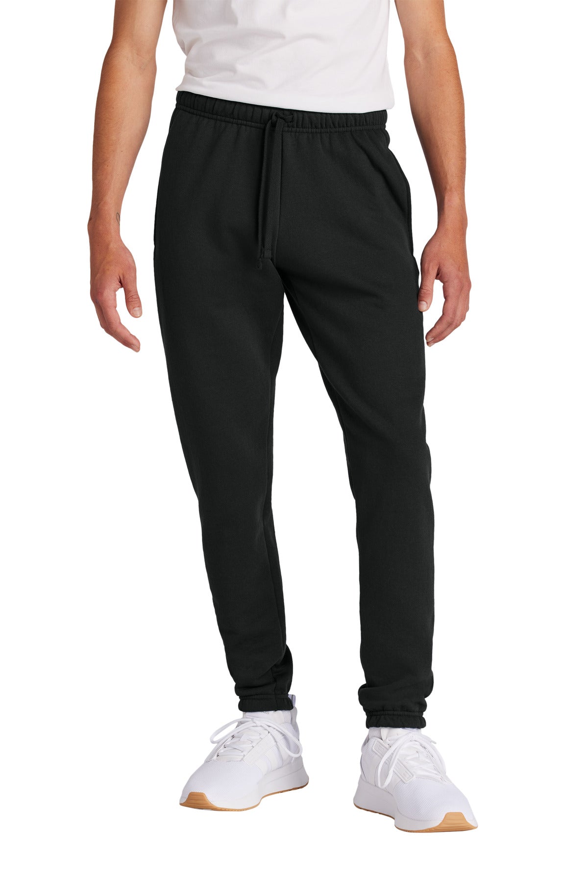 Front View of JetBlack Port & Company Core Fleece Sweatpant PC78SP