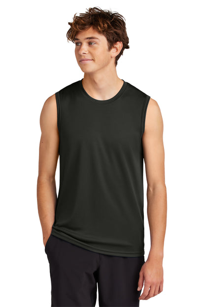Front View of JetBlack Port & Company Performance Sleeveless Tee PC380SL