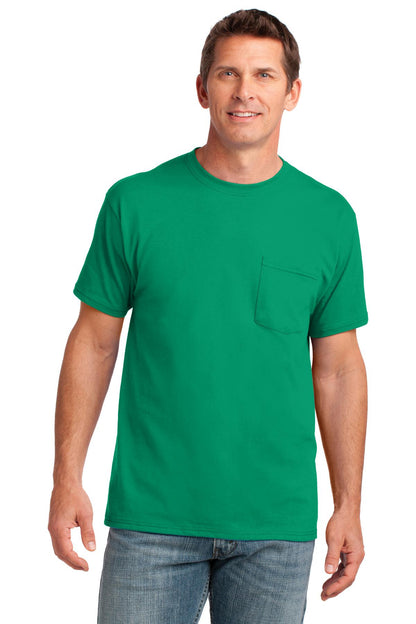 Front View of Kelly Port & Company Core Cotton Pocket Tee. PC54P