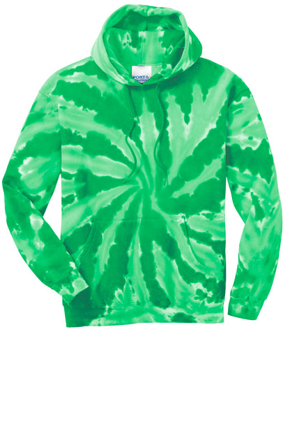Front View of Kelly Port & Company Tie-Dye Pullover Hooded Sweatshirt. PC146