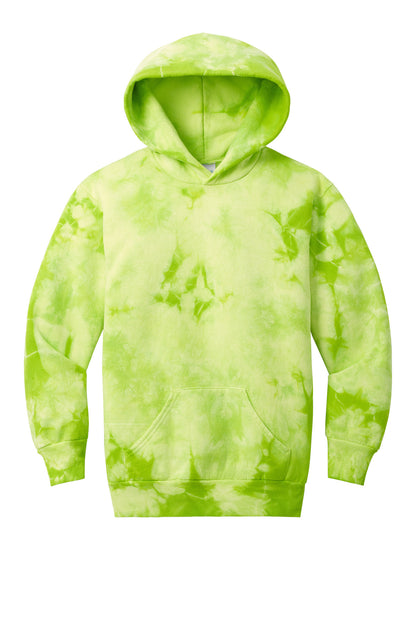 Front View of LemonLime Port & Company Youth Crystal Tie-Dye Pullover Hoodie PC144Y