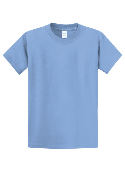 Front View of Light Blue Port & Company Tall Essential Tee. PC61T
