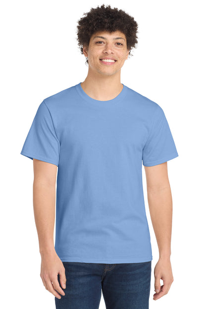 Front View of Light Blue Port & Company Tall Essential Tee. PC61T