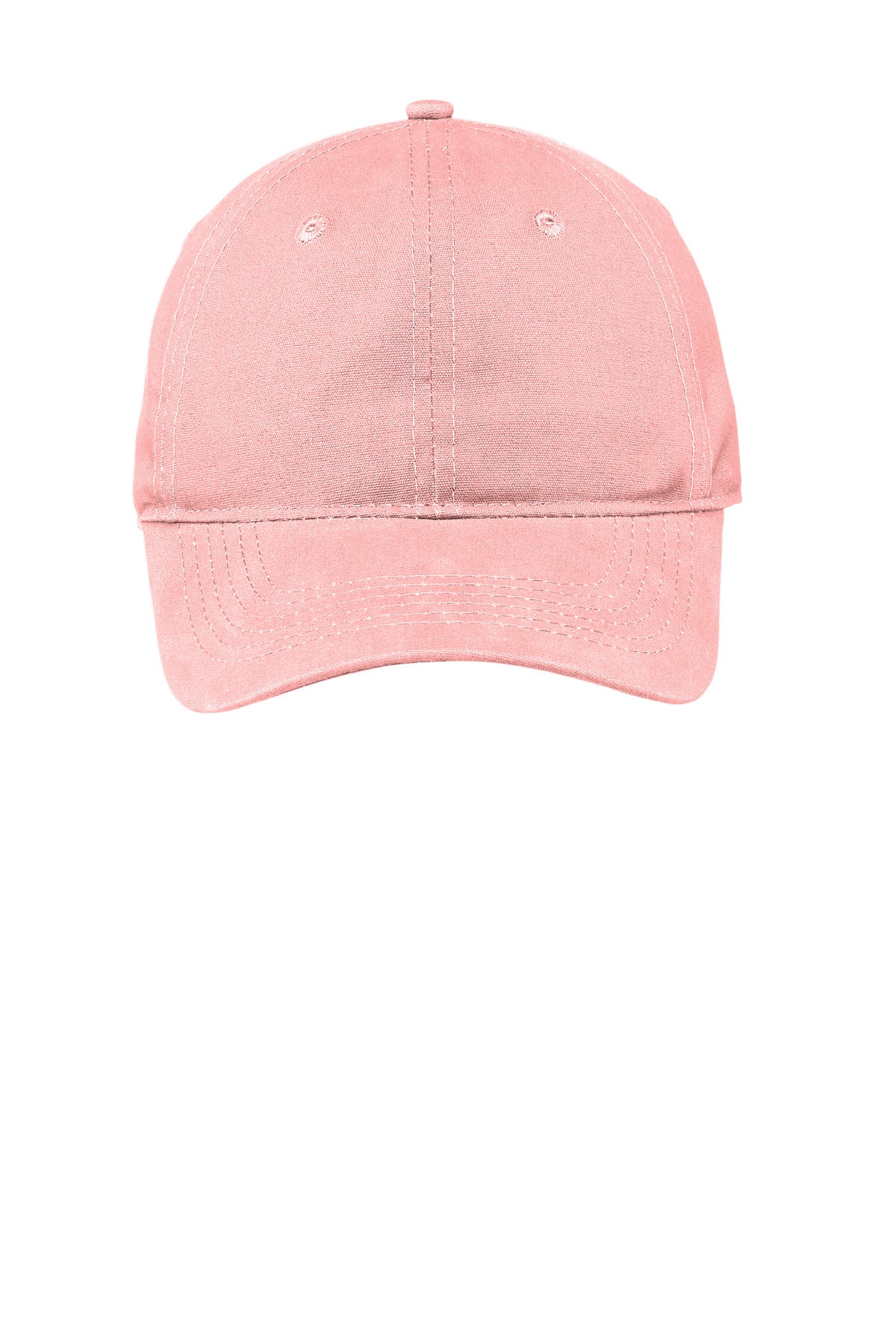 Front View of Light Pink Port & Company Soft Brushed Canvas Cap. CP96